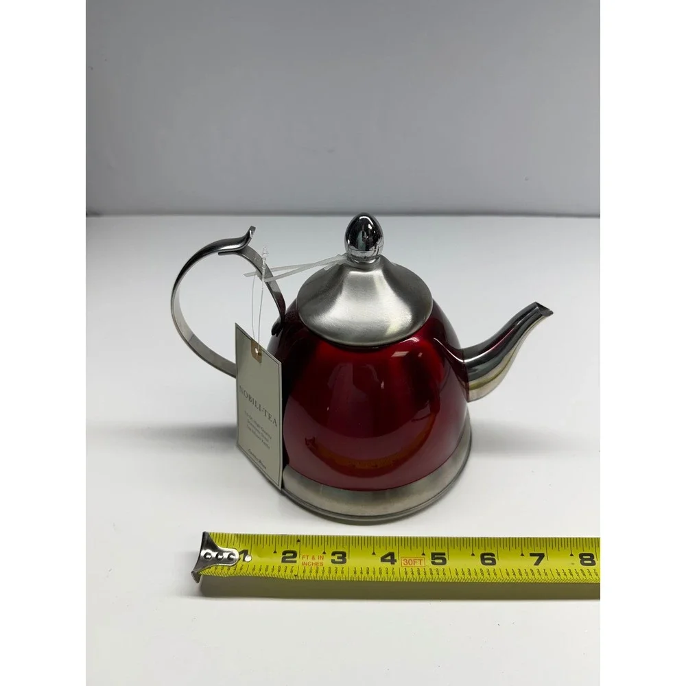 Creative Home Nobili-Tea 1.0 Qt Stainless Steel Tea Infuser Kettle Metallic Red